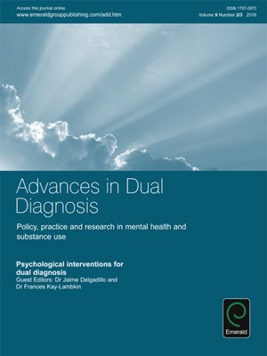 cover image of Advances in Dual Diagnosis, Volume 9, Number 2/3